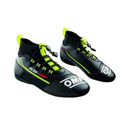 OMP KS-2F Kart Shoes, Black / Fluo Yellow